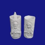 Vela e cartiçal  o par coração de jesus e maria 20cm